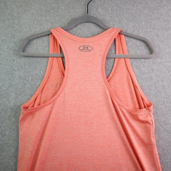 Womens Under Armour Tank Top Medium Pink Peach Heat Gear Loose Fit Athletic - Picture 5 of 12